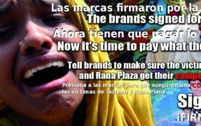 Activistas de toda Europa protestan para exigir que las marcas paguen indemnizaciones a las víctimas de las tragedias de Bangladesh